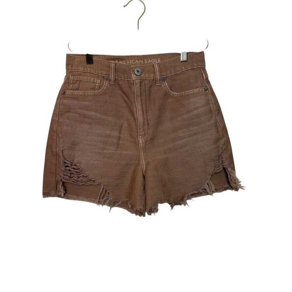 American Eagle Distressed‎ Highest Rise Mom Shorts Women 2 Tan Festival Boho